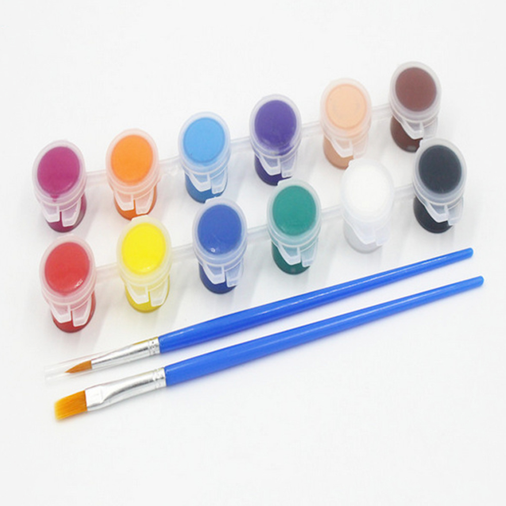 12 Color Gypsum Doodle Watercolor Painted Professional With Pen Acrylic DIY Art Pigment Brush Set